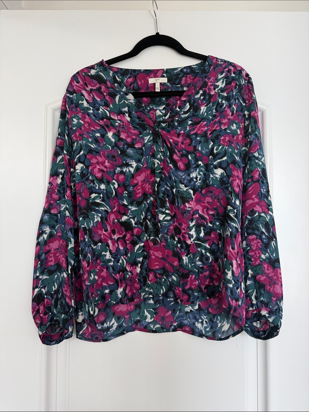 Joie Floral Blouse in Magenta & Teal
